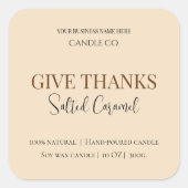 Give Thanks Salted Caramel Candle Label スクエアシール (正面)