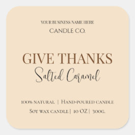 Give Thanks Salted Caramel Candle Label スクエアシール