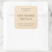 Give Thanks Salted Caramel Candle Label スクエアシール (バッグ)
