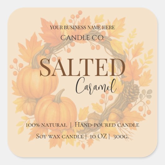 Give Thanks Salted Caramel Candle Label スクエアシール (正面)
