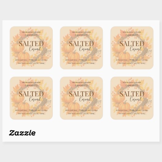 Give Thanks Salted Caramel Candle Label スクエアシール (シート)