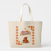 Give Thanks Squirrel and Autumn leaves Tote Bag ラージトートバッグ (裏面)