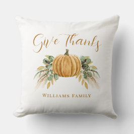 Give Thanks Thanksgiving Autumn Pumpkin クッション