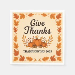 Give Thanks Thanksgiving Napkins スタンダードカクテルナプキン