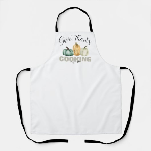 Give Thanks Thanksgiving Pumpkins Cooking Crew エプロン (正面)