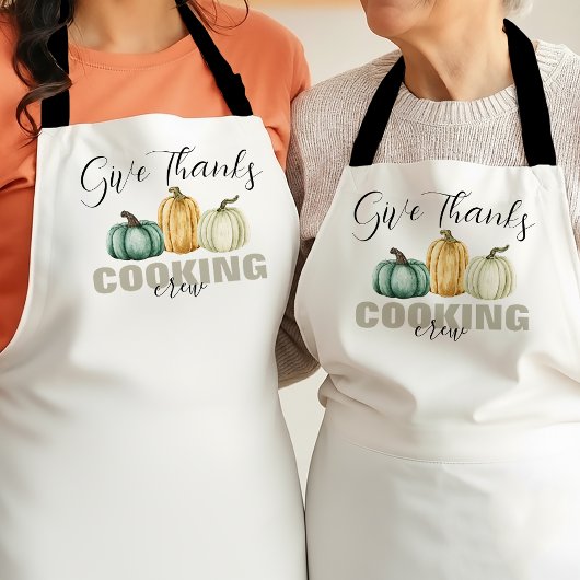 Give Thanks Thanksgiving Pumpkins Cooking Crew エプロン