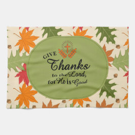 Give Thanks to the Lord | オーダーメイドの秋デザイン キッチンタオル