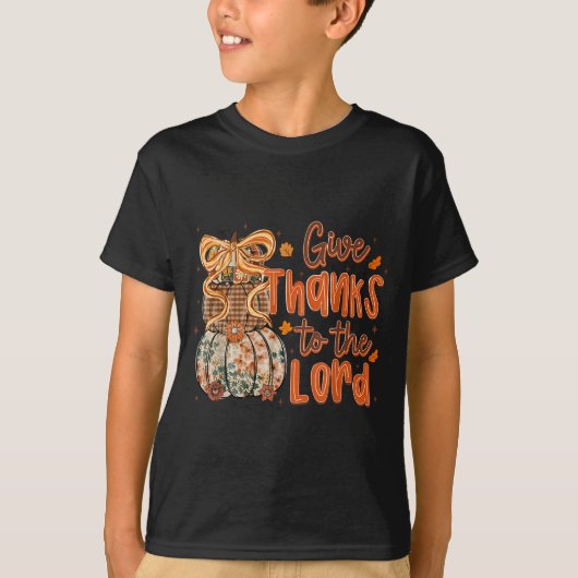 Give Thanks To The Lord Fall Christian Cross Coque Tシャツ (正面)