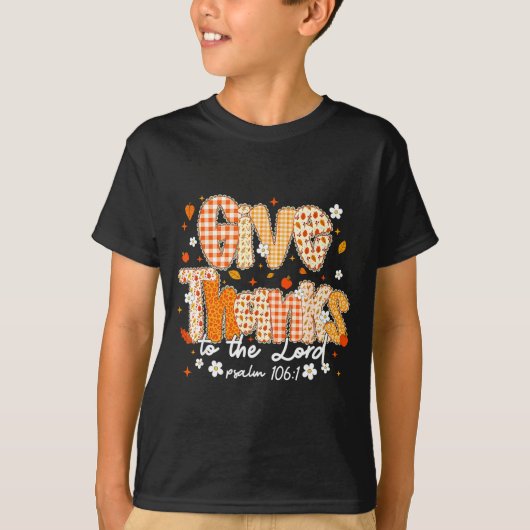 Give Thanks To The Lord Lace Christian Fall Autumn Tシャツ (正面)