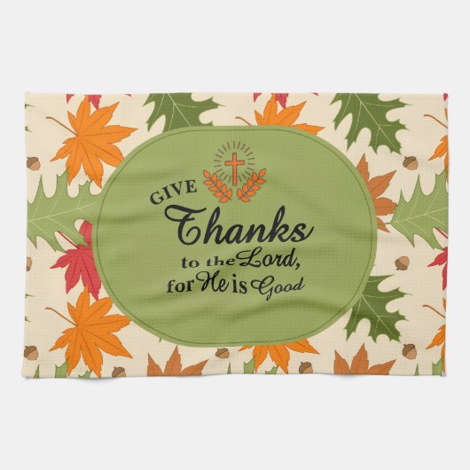 Give Thanks to the Lord | Personalized Fall  キッチンタオル (横)