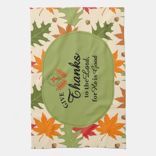 Give Thanks to the Lord | Personalized Fall キッチンタオル (縦)