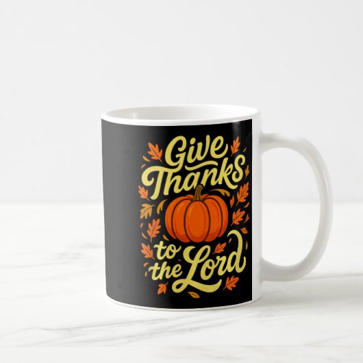 Give Thanks To The Lord Pumpkin Christian Fall Des コーヒーマグカップ (右)