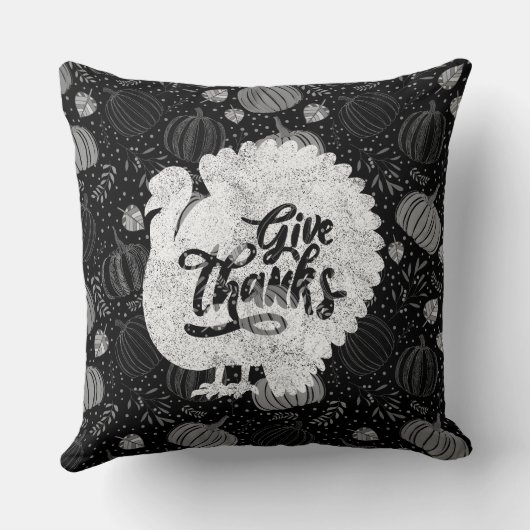Give Thanks Turkey Thanksgiving Vintage クッション (裏面)