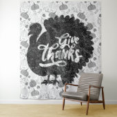 Give Thanks Turkey Thanksgiving Vintage タペストリー (インサイチュ)