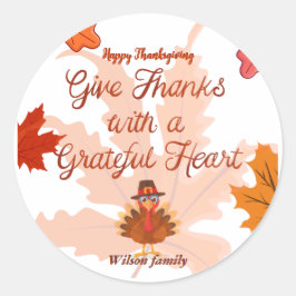 Give Thanks With a Grateful Heart Thanksgiving ラウンドシール