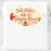 Give Thanks With a Grateful Heart Thanksgiving 楕円形シール (バッグ)