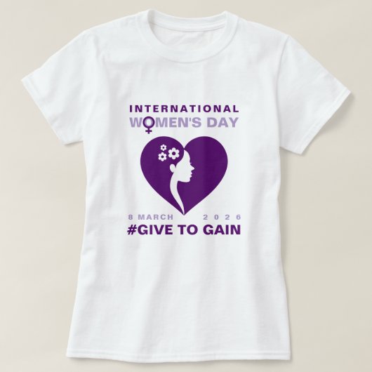 Give To Gain 国際女性デー 2026 Tシャツ (デザイン正面)