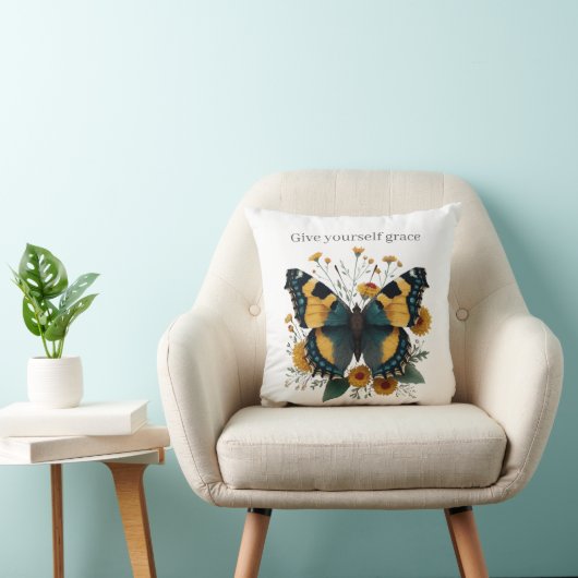 Give Yourself Grace Affirmation Throw Pillow クッション (椅子)