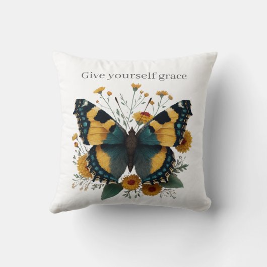 Give Yourself Grace Affirmation Throw Pillow クッション (裏面)