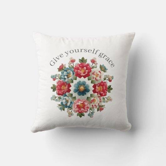 Give Yourself Grace Affirmation Throw Pillow クッション (裏面)