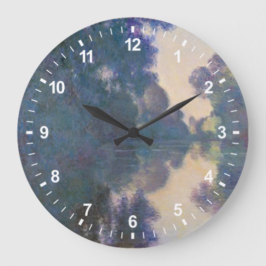 Givernyの近くのセーヌ河のクロード・モネ|の朝 ラージ壁時計 (正面)