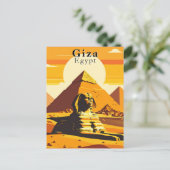 Giza Egypt Vintage Travel Sphinx and Pyramids ポストカード (スタンド正面)