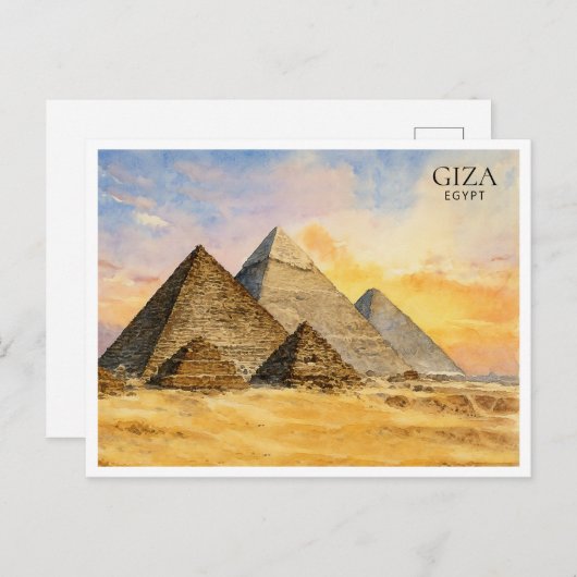 Giza Pyramidsエジプト水彩旅行はがき シーズンポストカード (正面/裏面)