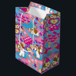 Gizmo | Pink Peace & Love Pattern ミディアムペーパーバッグ<br><div class="desc">Check out this fun pattern featuring Gizmo in pink peace signs.</div>