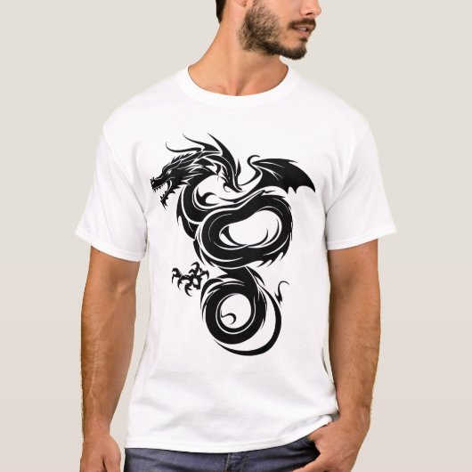 GJA Designによる大胆な神話のドラゴン グラフィック Tシャツ (正面)