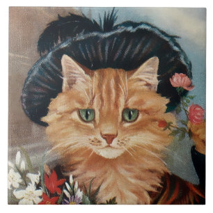 GL Barnesによる“Flower Girl Gypsy Kitten” タイル