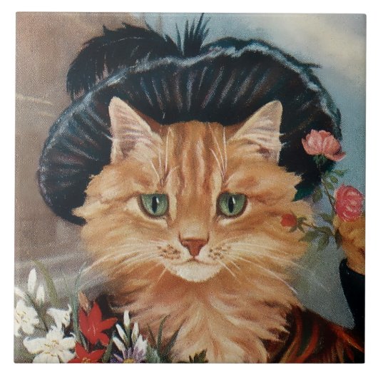 GL Barnesによる“Flower Girl Gypsy Kitten” タイル (正面)