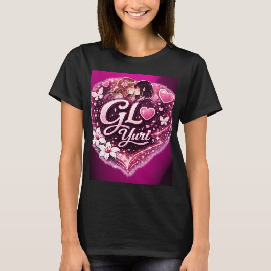 GL Yuri | ガールズラブアニメの美意識デザイン Tシャツ (正面)