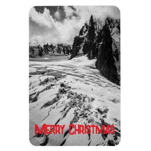 Glacial Crevasse Mont Blanc, France Christmas  マグネット (縦)