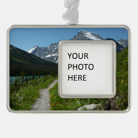 Glacierのジョセフィーヌ湖トレイル山ギルド シルバープレートフレームオーナメント (正面)