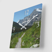 Glacierのジョセフィーヌ湖トレイル山ギルド スクエア壁時計 (傾斜)