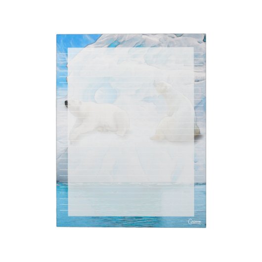 Glacier Bears Lined - 11インチx 8.5インチメモ帳 ノートパッド (回転)