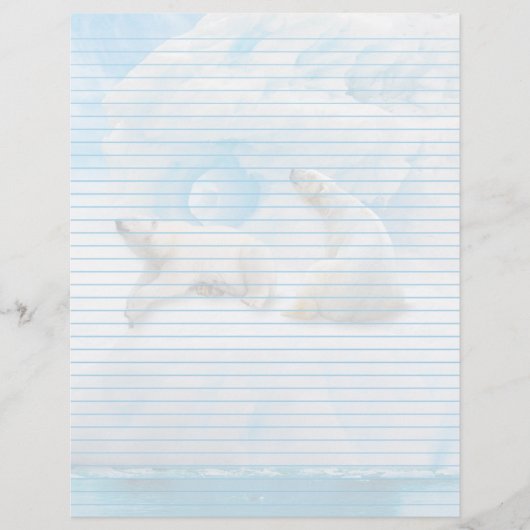 Glacier Bears Lined - 8.5インチx 11インチ文房具シート (正面)