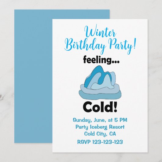 Glacier Iceberg Feeling Cold Winter Birthday 招待状 (正面/裏面)