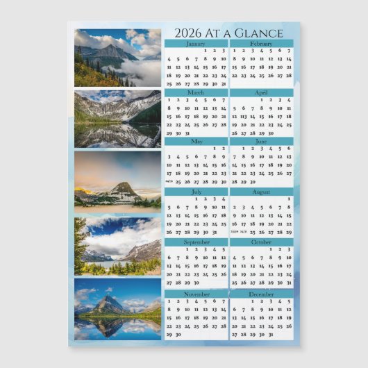 Glacier National Park 2026 At a Glance Calendar (正面)