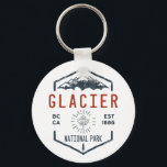 Glacier National Park Canada Vintage Distressed キーホルダー<br><div class="desc">Glacier National Park Distressed Badge with unique park themed maple leaf design. The Park includes a portion of the Selkirk Mountains which are part of the larger grouping of mountains,  the Columbia Mountains.</div>