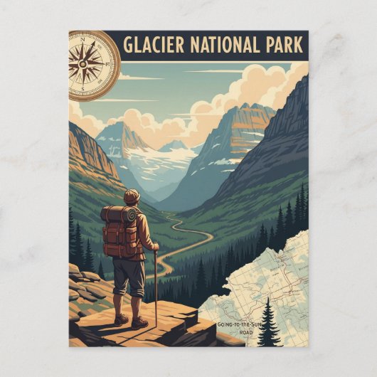 Glacier National Park Going-to-the-sun road ポストカード (正面)