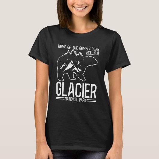 Glacier National Park Grizzly Bear Hiking Vacation Tシャツ (正面)