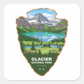 Glacier National Park Montana Arrowhead スクエアシール (正面)