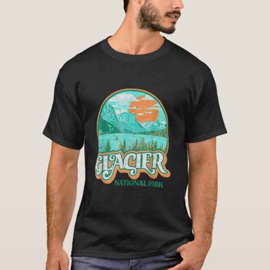 Glacier National Park Montana Retro 80's Chill Gra Tシャツ (正面)