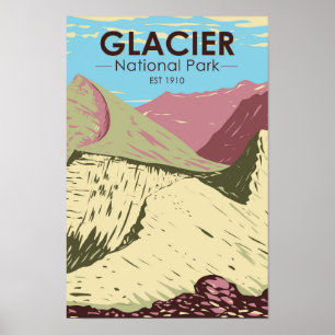 Glacier National Park Montana Triple Divide Peak ポスター