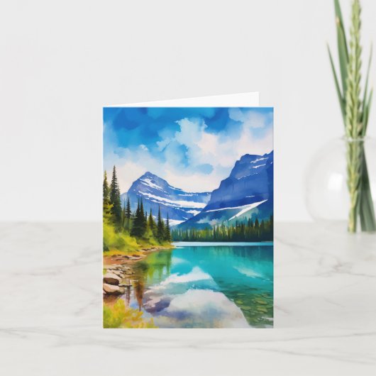 Glacier National Park Montana Watercolor カード (正面)