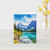 Glacier National Park Montana Watercolor カード (黄色い花)