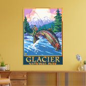 Glacier National Park, MontanaFly Fisherman # キャンバスプリント (インサイチュ (リビング))