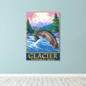 Glacier National Park, MontanaFly Fisherman # キャンバスプリント (インサイチュ (ウッドフロア))