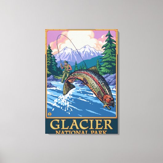 Glacier National Park, MontanaFly Fisherman # キャンバスプリント (正面)